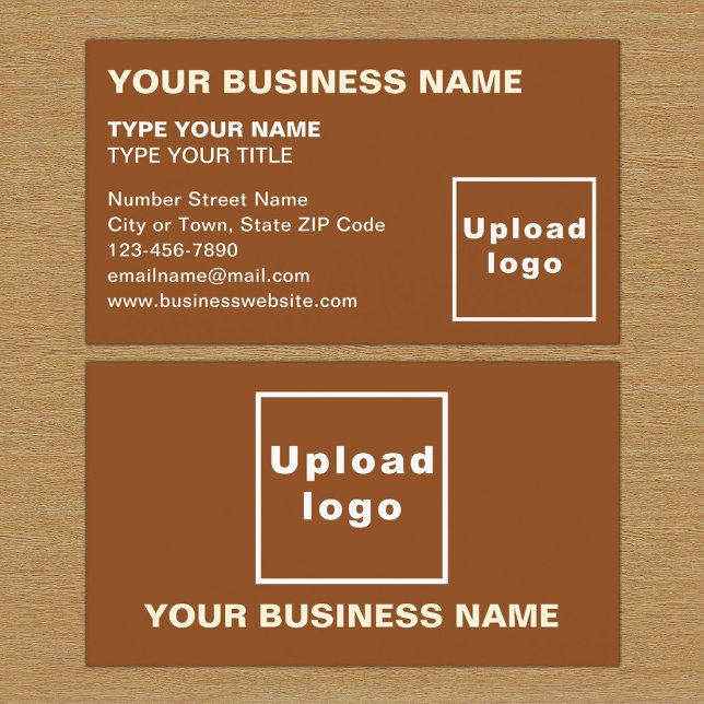 Carte de visite Brown des textes alignés à gauche (The front and back of the brown business card)