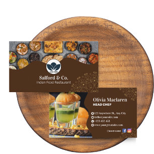 Carte De Visite Brown et blanc Illustration Restaurant, Food Biz