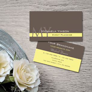 Carte De Visite Brown foncé Jaune clair avec Monogram Professional