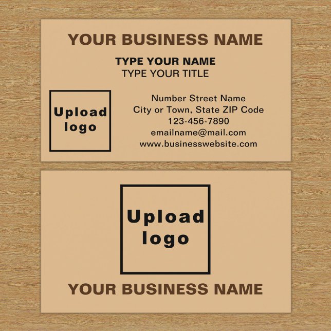 Carte de visite Brown léger style centré (The front and back of the light brown business card)