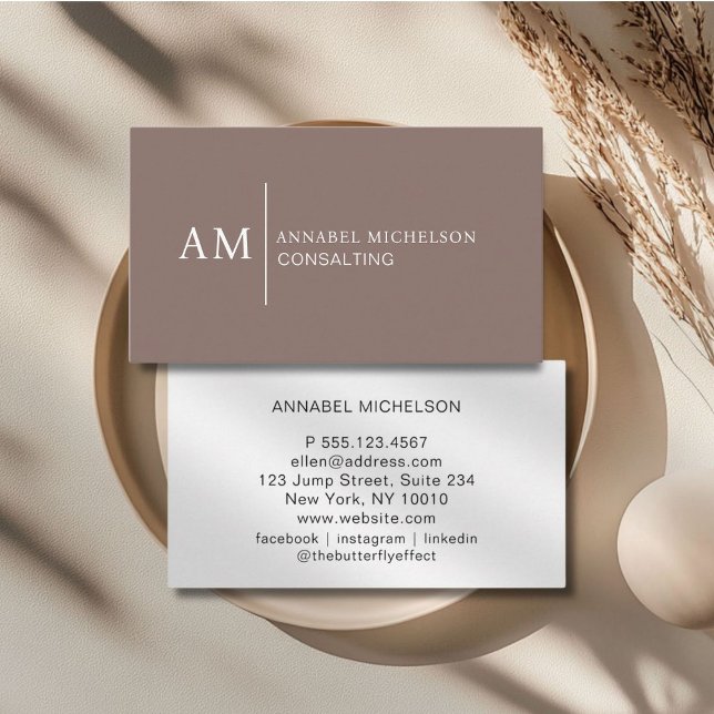 Carte de visite Brown Monogramme (Monogram Brown Business Card)