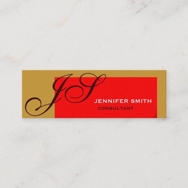 Carte de visite Brown Red Monogram Consultant (Devant)