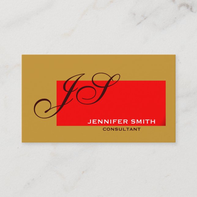 Carte de visite Brown Red Monogram Consultant (Devant)