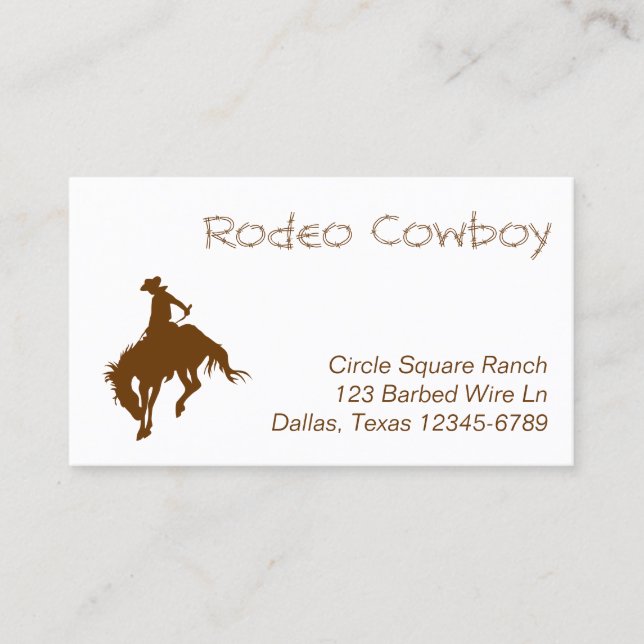 Carte De Visite Brown Rodeo Cowboy (Devant)