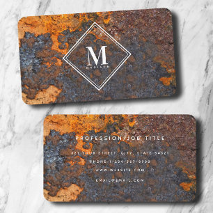 Carte De Visite Brown rouille texture métallique Monogramme initia
