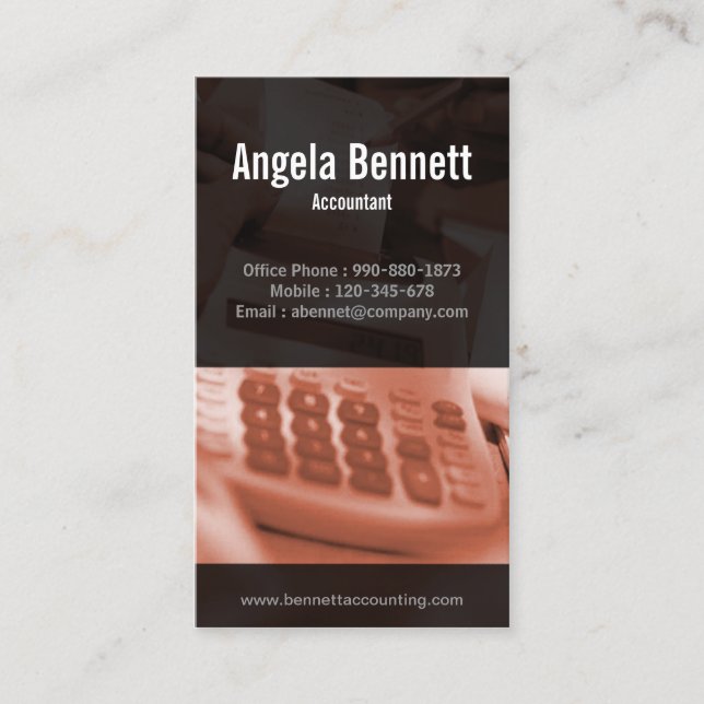 Carte de visite Brown Tally Machine Accounting (Devant)
