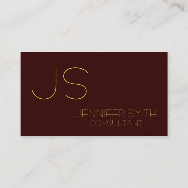 Carte de visite Brown Yellow Monogram Consultant (Devant)