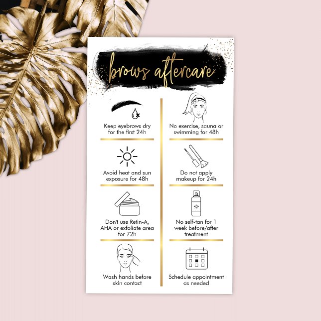 Carte De Visite Brows Aftercare Guide Parties scintillant noir & o (Créateur téléchargé)