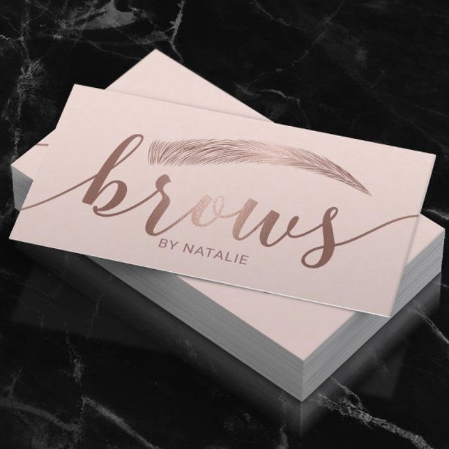 Carte De Visite Brows Eyebrod Salon Microblading Blush Rose (Créateur téléchargé)