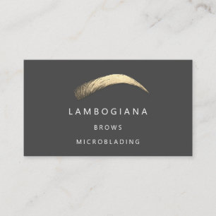 Carte De Visite Brows Golden Logo Microbling Social Media Grey B