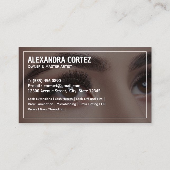 Carte De Visite Brows & Lashes Bilingue Espagnol (Devant)