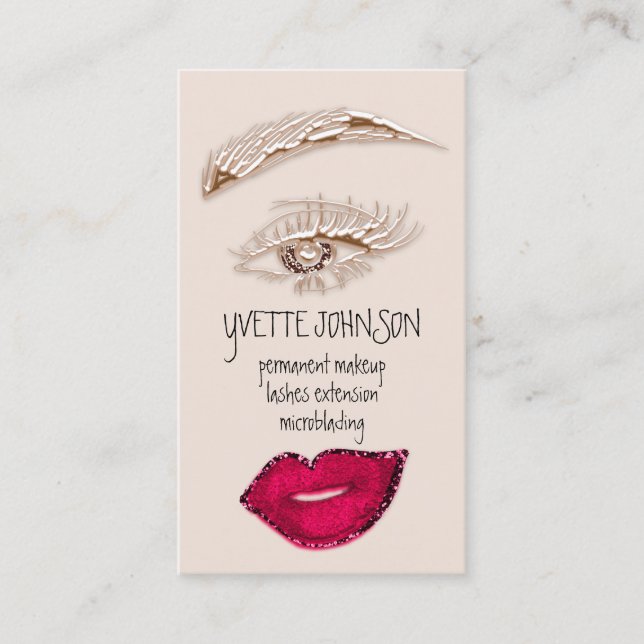 Carte De Visite Brows maquillage QRCode Logo Lip rouge Lèvres maig (Devant)