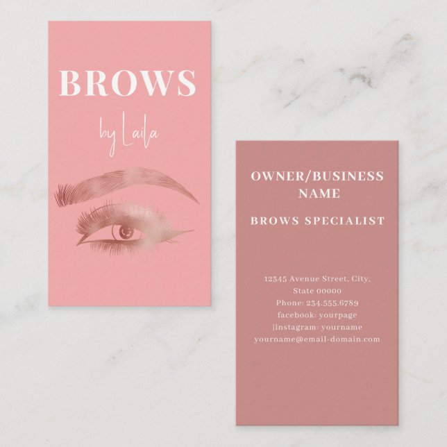 Carte De Visite Brows Typographie Eyebrow Salon Photo Luxe (Devant / Derrière)