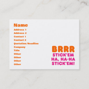CARTE DE VISITE BRRR STICK 'EM HA, HA-HA STICK 'EM !