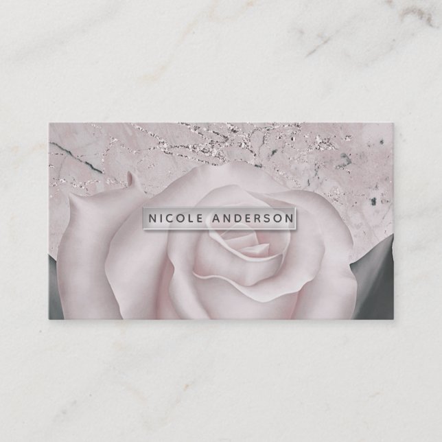 Carte De Visite Brun blanc Rose Glam Marbre moderne Shabby Chic (Devant)