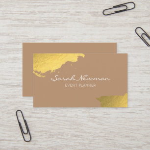 Carte De Visite Brun clair minimaliste moderne élégant d'or de