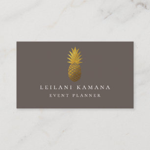 Carte De Visite Brun élégant de granit d'ananas d'or