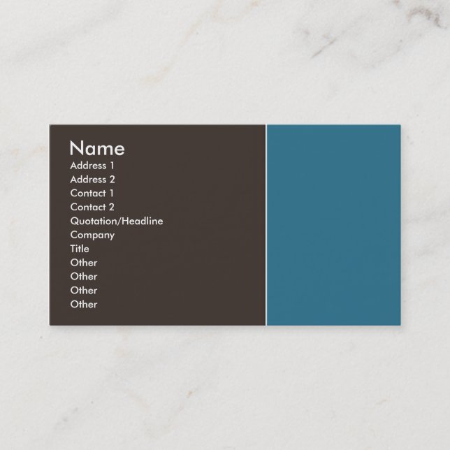 Carte De Visite Brun élégant et bleu (Devant)
