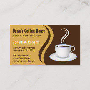 Carte De Visite Brun et café beige de magasin de café de vagues
