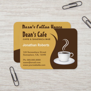 Carte De Visite Brun et café élégant beige de café-restaurant