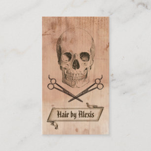 Carte De Visite brun grunge punk de styliste en coiffure de crâne