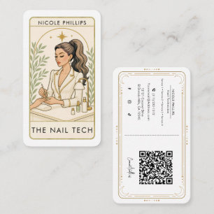 Carte De Visite Brunette Ondulée Cheveux Bruns Ongle Tech QR Média