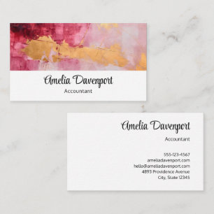 Carte De Visite Brush artistique touche or et rose