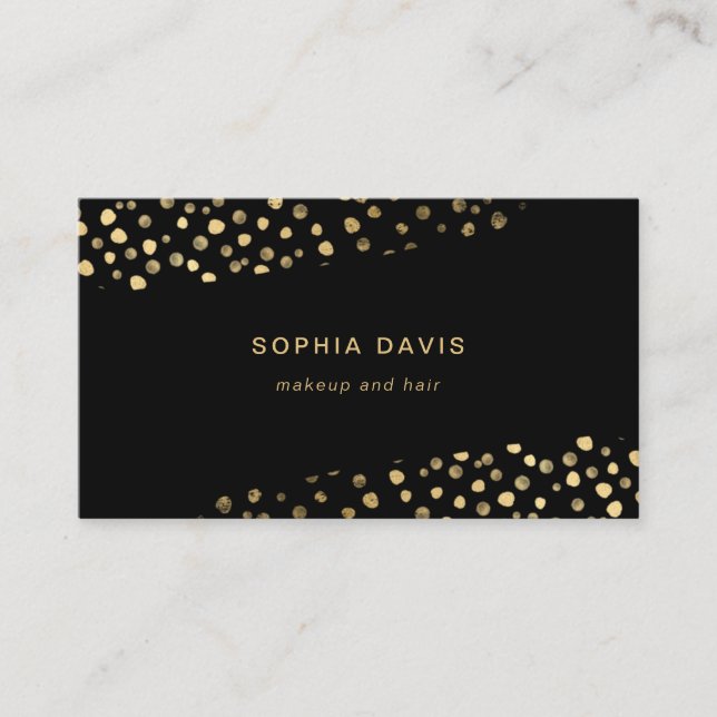 Carte De Visite Brush noir avec points d'or Faux (Devant)
