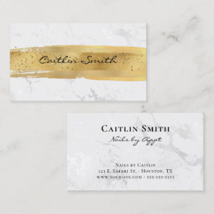 Carte De Visite Brush or Stroke Argent Marbre blanc à huile