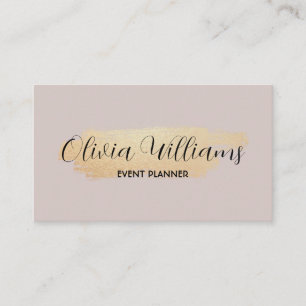 Carte De Visite Brush Stroke Chic - Faux Rose Gold sur Rose neutre