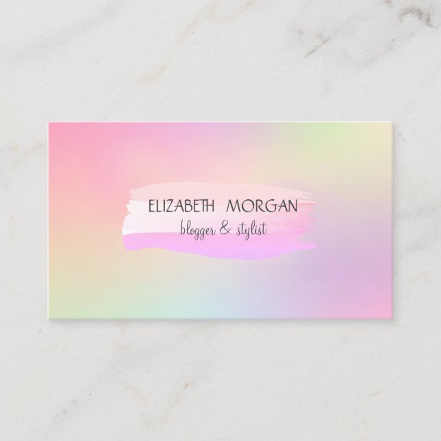 Carte De Visite Brush Stroke Cool moderne, Holographique (Devant)