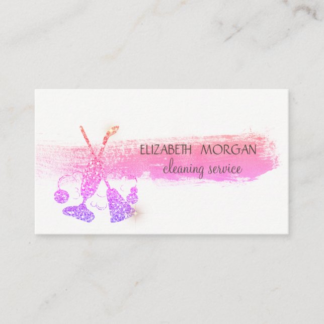 Carte De Visite Brush Stroke, Salle de Parties scintillant, Nettoy (Devant)