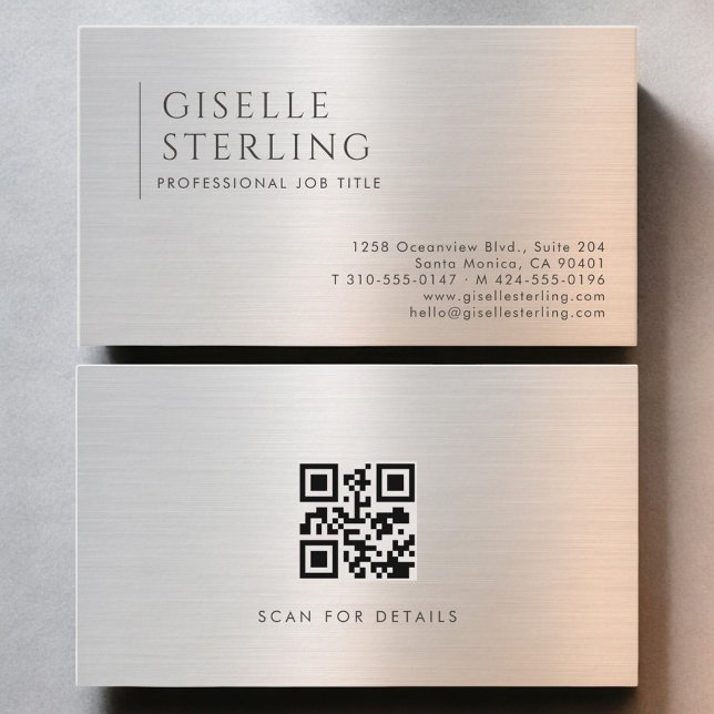 Carte De Visite Brushed Metal QR Code (Créateur téléchargé)