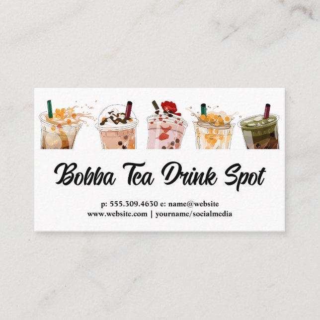 Carte De Visite Bubble Thé Boissons (Devant)