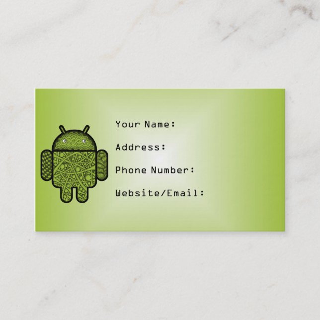 Carte De Visite Bubbles Doodle Character pour le robot Android™ (Devant)