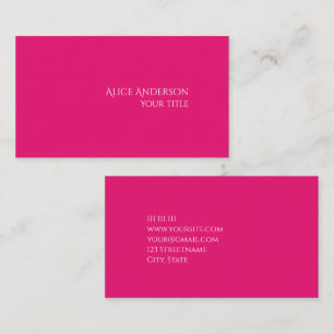 Carte De Visite Budget Simple Une Seule Couleur Moderne Rose