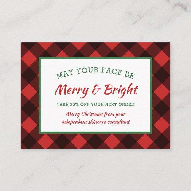 Carte De Visite Buffalo Check Russe Christmas Coupon Skincare (Devant)