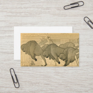 Carte De Visite Buffalo Stampede, Savage Iowa, 1923 par Grant Wood