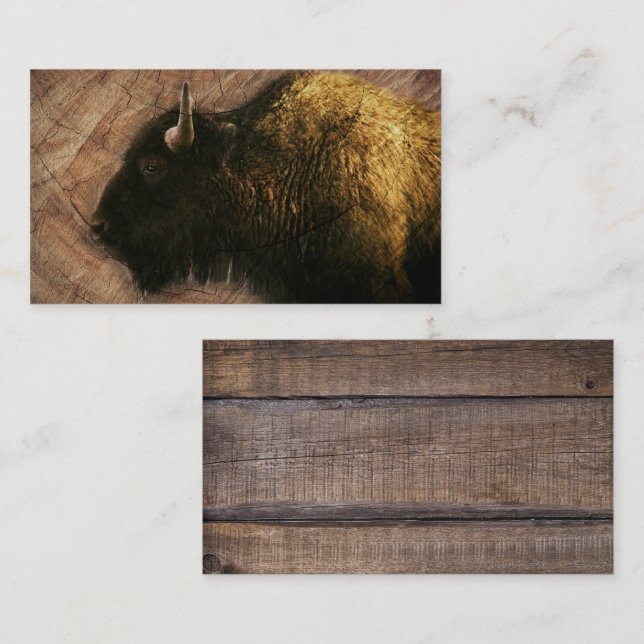 Carte De Visite Buffle de bison de bois (Devant / Derrière)