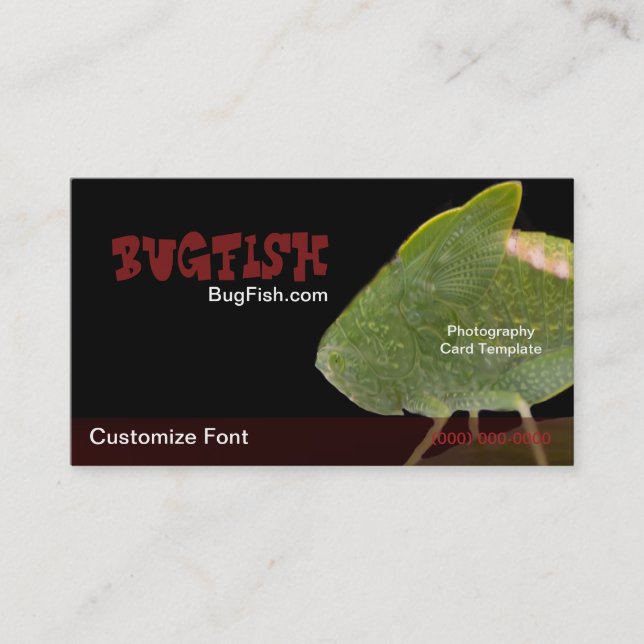 Carte De Visite BugFish Photography Modèle de bogues (Devant)