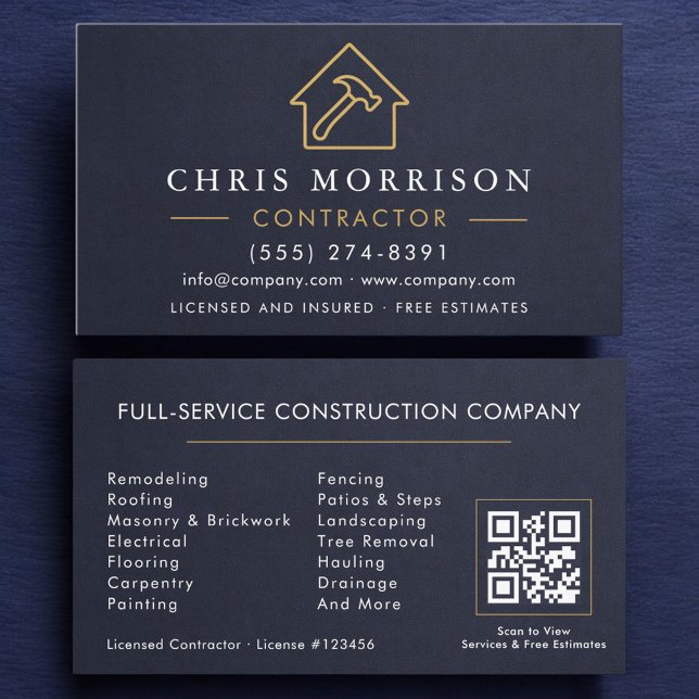 Carte De Visite Building Construction Navy Blue Slate Stone (Créateur téléchargé)