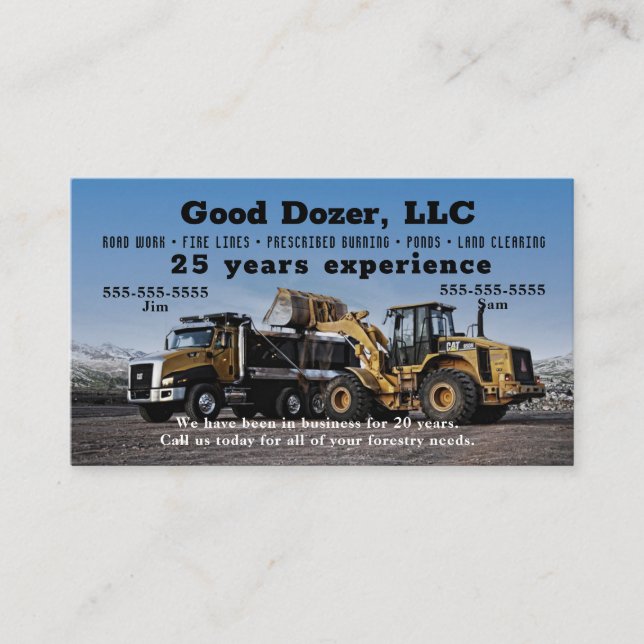 Carte de visite Bull Dozer (Devant)