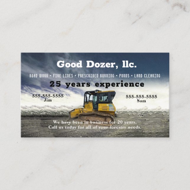 Carte de visite Bull Dozer (Devant)