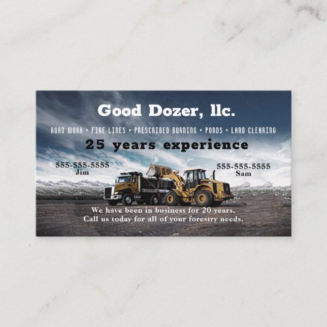 Carte de visite Bull Dozer (Devant)
