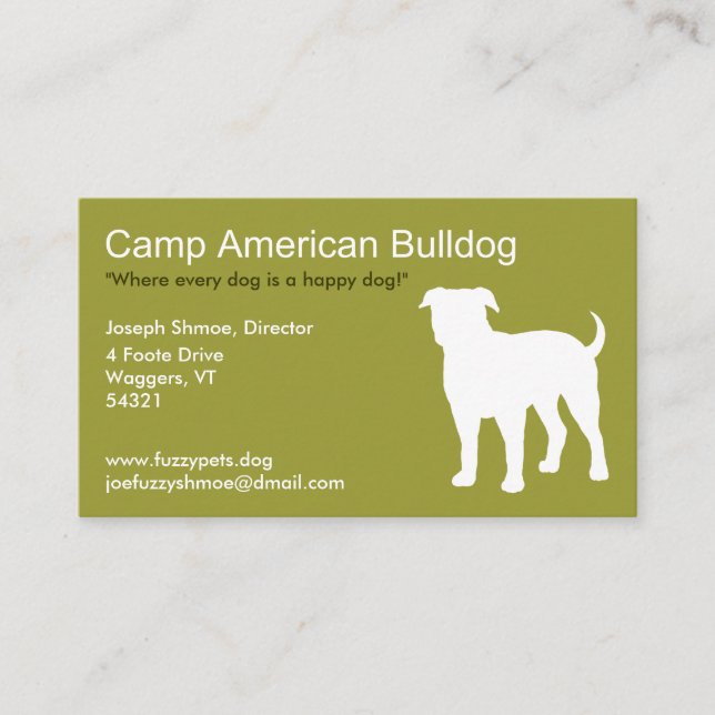 Carte De Visite Bulldog américain (Devant)