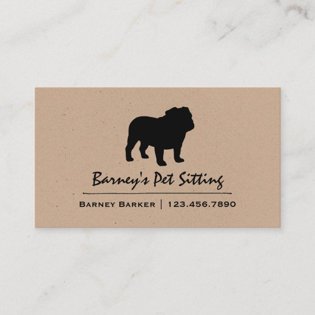 Carte De Visite Bulldog anglais | Silhouette de race de chien (Devant)