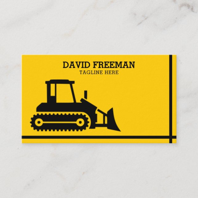 Carte De Visite Bulldozer Construction jaune et noire (Devant)