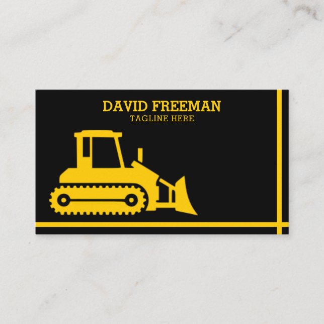 Carte De Visite Bulldozer Construction jaune et noire (Devant)