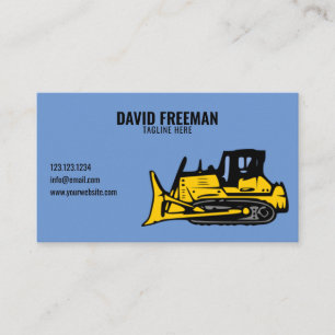 Carte De Visite Bulldozer de machine de construction bleu simple