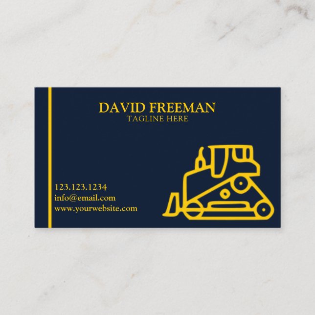 Carte De Visite Bulldozer d'équipement de construction bleu unique (Devant)